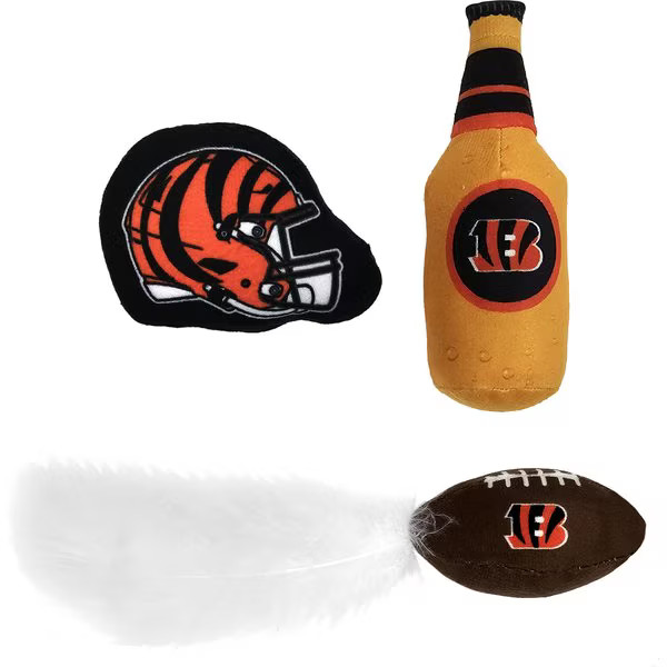 PETS FIRST Cincinnati Bengals Plush Cat Toys with Catnip, 3 count - Chewy.com | Chewy