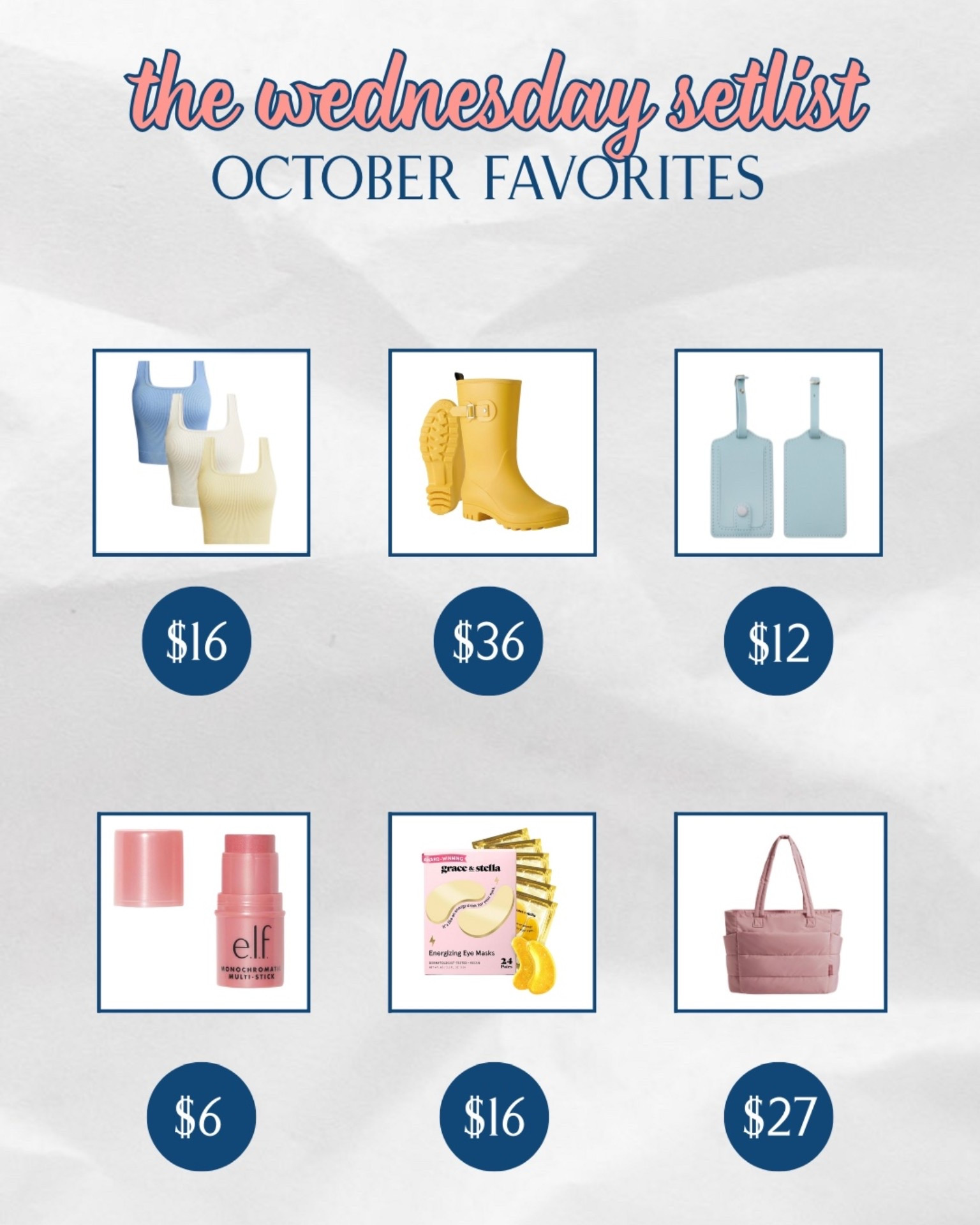 Wednesday Set-List: October 6-10th

#LTKTravel #LTKFindsUnder50 #LTKBeauty