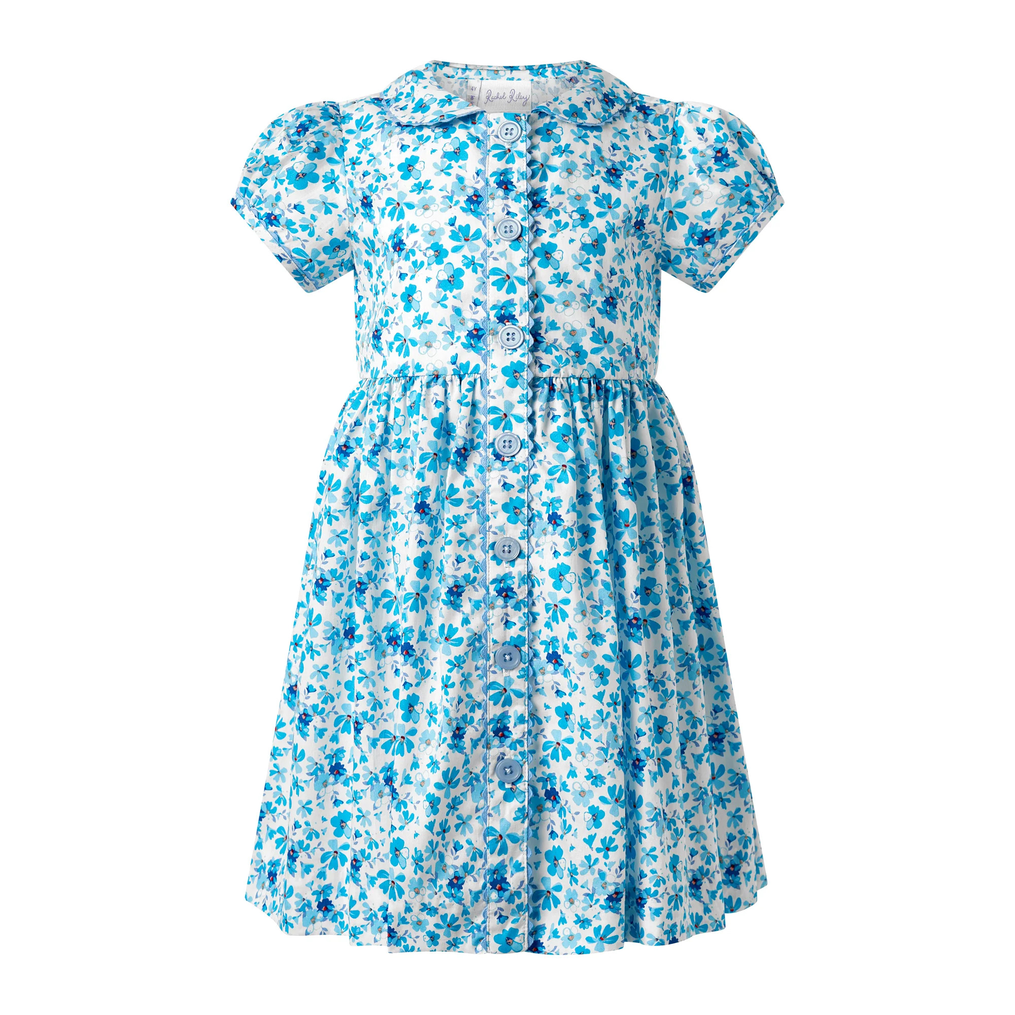 Blue Floral Button Front Dress | Rachel Riley
