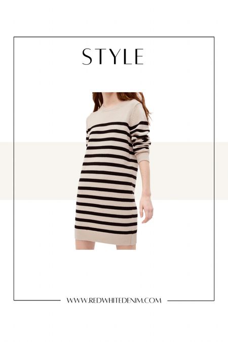 Fall sweater dress black white stripe. Size down 1.

#LTKSeasonal #LTKunder50 #LTKsalealert