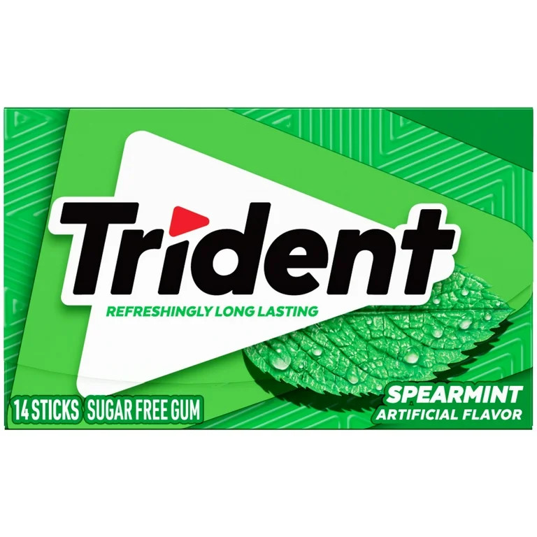 Trident Sugar Free Spearmint Xylitol Chewing Gum, 14 Pieces, Wallet Pack | Walmart (US)