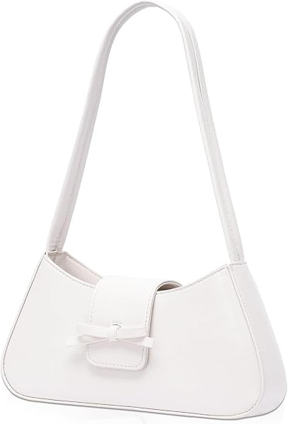 Larcenciel Shoulder Bags for Women, Elegant White Leather Purse with Cute Bow Accent, Zipper Clos... | Amazon (CA)