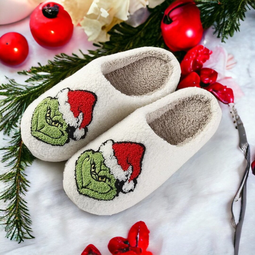 Christmas Grinch Slippers Grinch Slippers Funny Christmas - Etsy | Etsy (US)