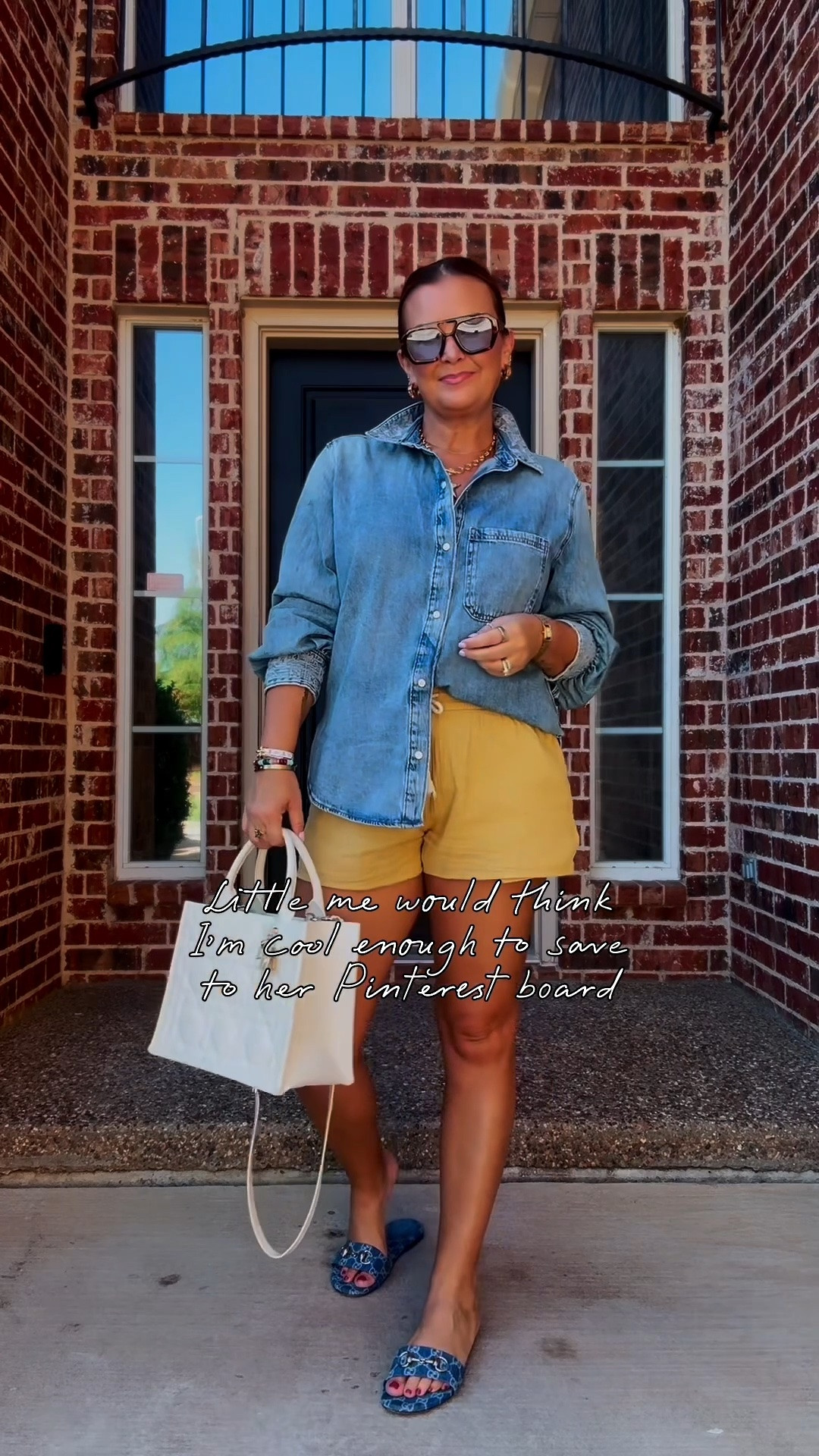 My Wednesday ootd 🩵💛 in this Target embroidered denim button down + Old Navy drawstring shorts. And a couple Amazon accessory faves 😎⭐️

#LTKootd #LTKOver40
