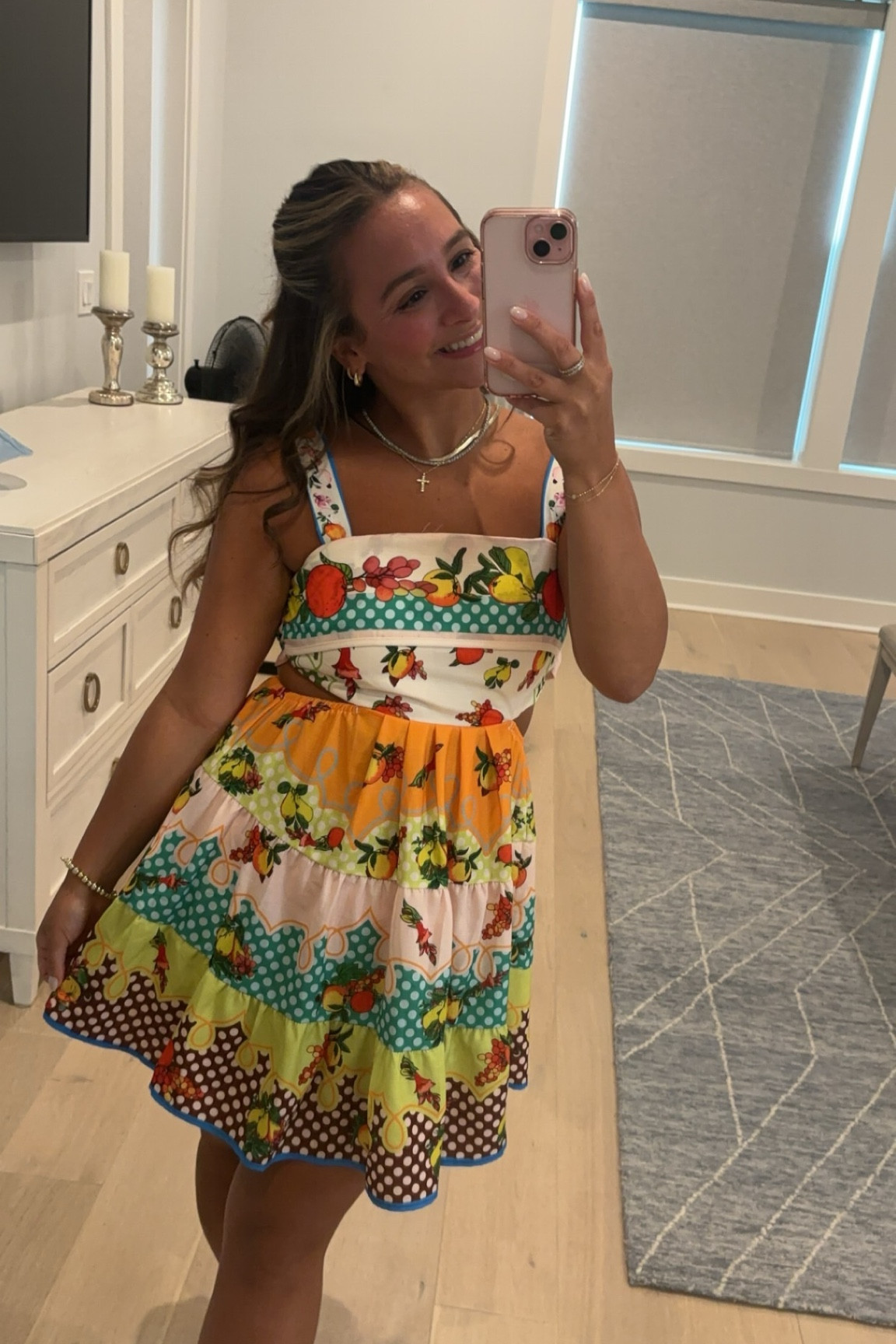 Cutest little cut out mini dress 🍊🍇🍋🍅