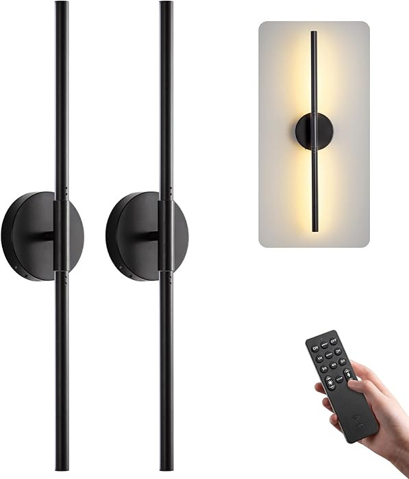 Battery Operated Wall Sconces Set of 2, Modern Wireless Wall Lights with Remote & Touch Control, ... | Amazon (US)