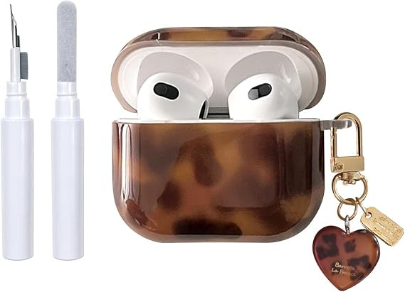 inewateri Compatible for AirPods 4 Case with Cleaner Kit Cute Cool Brown Leopard Cool Amber Torto... | Amazon (US)