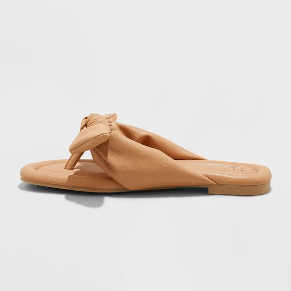 Women's Adley Bow Flip Flop Sandals - A New Day™ Tan 8.5 | Target