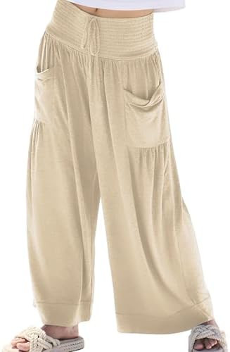 Athlisan Baggy Wide Leg Sweatpants Casual Loose Smocked High Waist Palazzo Pants Lounge Trousers ... | Amazon (US)