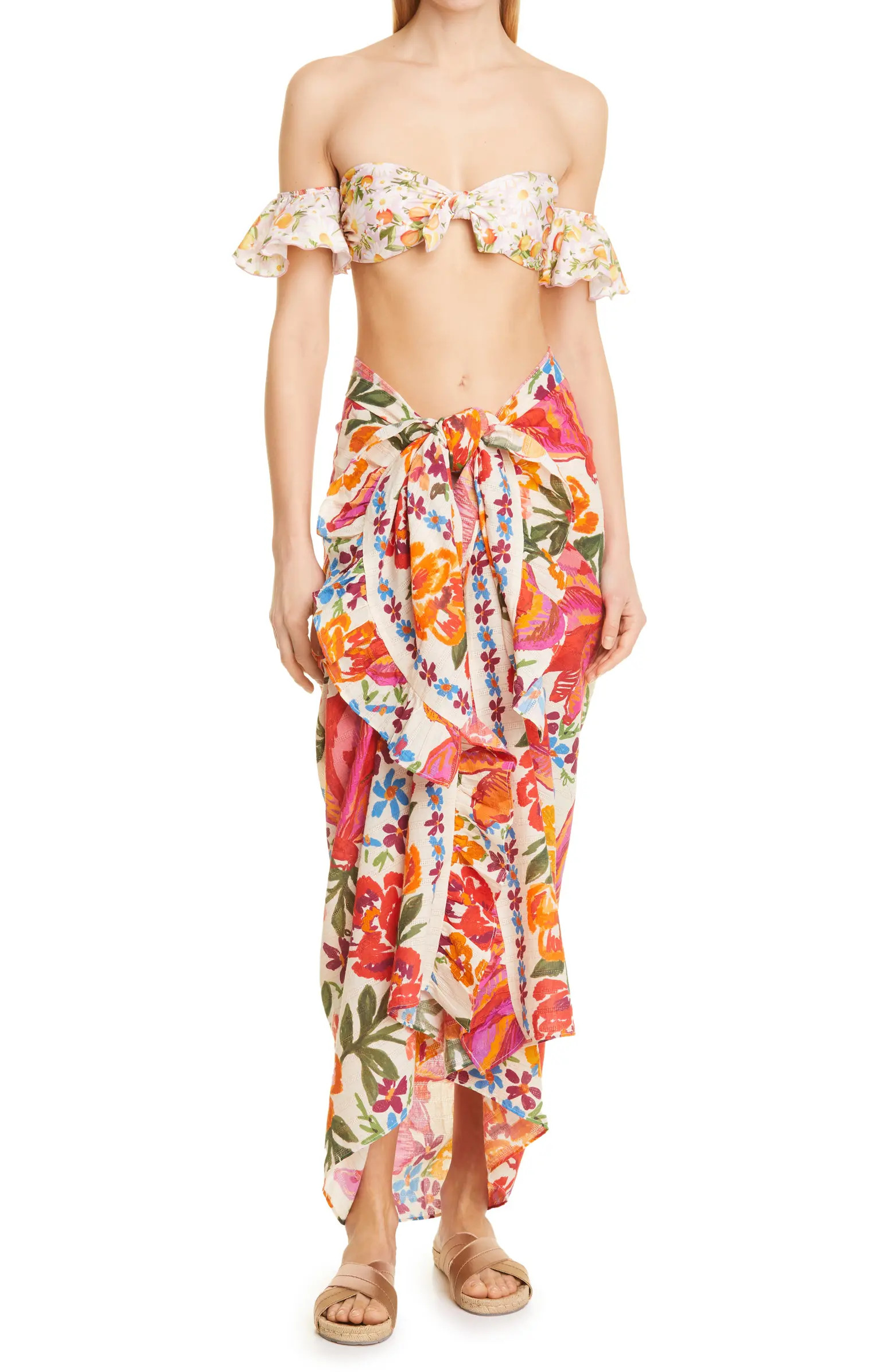 FARM Rio Spring Bananas Ruffle Sarong | Nordstrom | Nordstrom