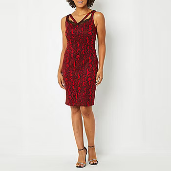 Bold Elements Sleeveless Cut Outs Animal Midi Bodycon Dress | JCPenney