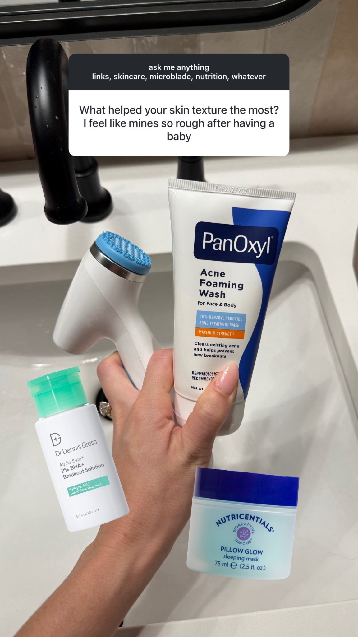 Lumi msg me for a link on Instagram @neesascavone

PanOxyl has helped my hormonal acne from TTC so much

Toner then night moisturizer (increases hydration by 150% best moisturizer ever) msg me for pillow glow

#skincare #skin #skincareroutine #skinroutine 

#LTKBeauty #LTKGiftGuide #LTKStyleTip