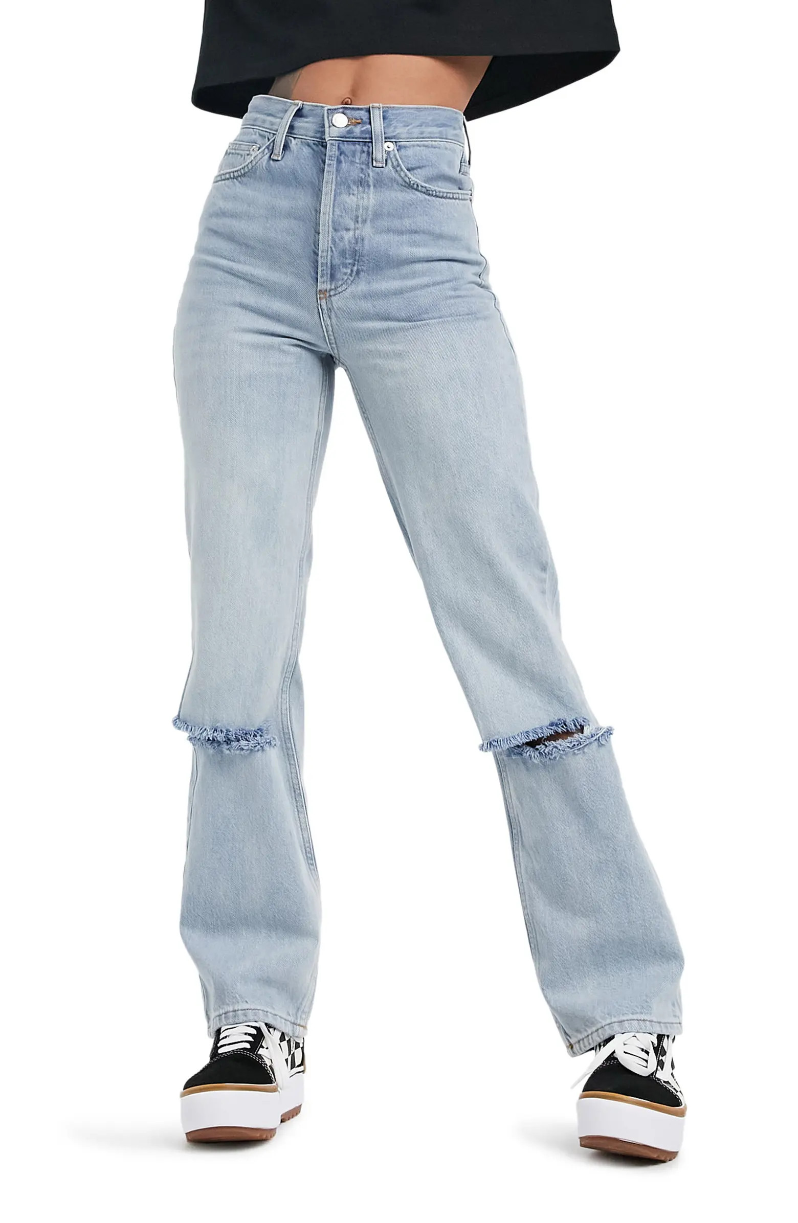 Ripped Straight Leg Dad Jeans | Nordstrom