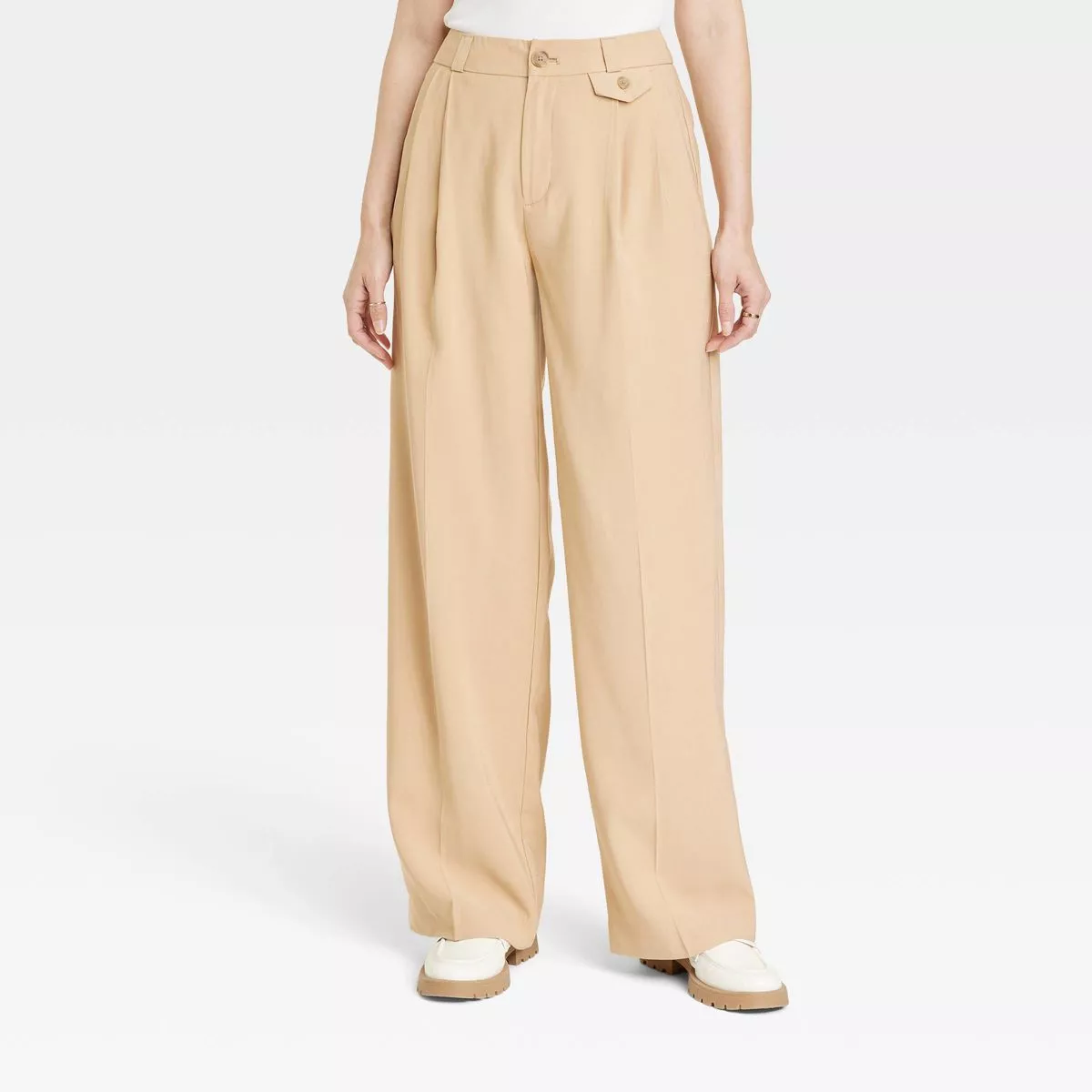 Women's High-Rise Relaxed Fit Full Length Baggy Wide Leg Trousers