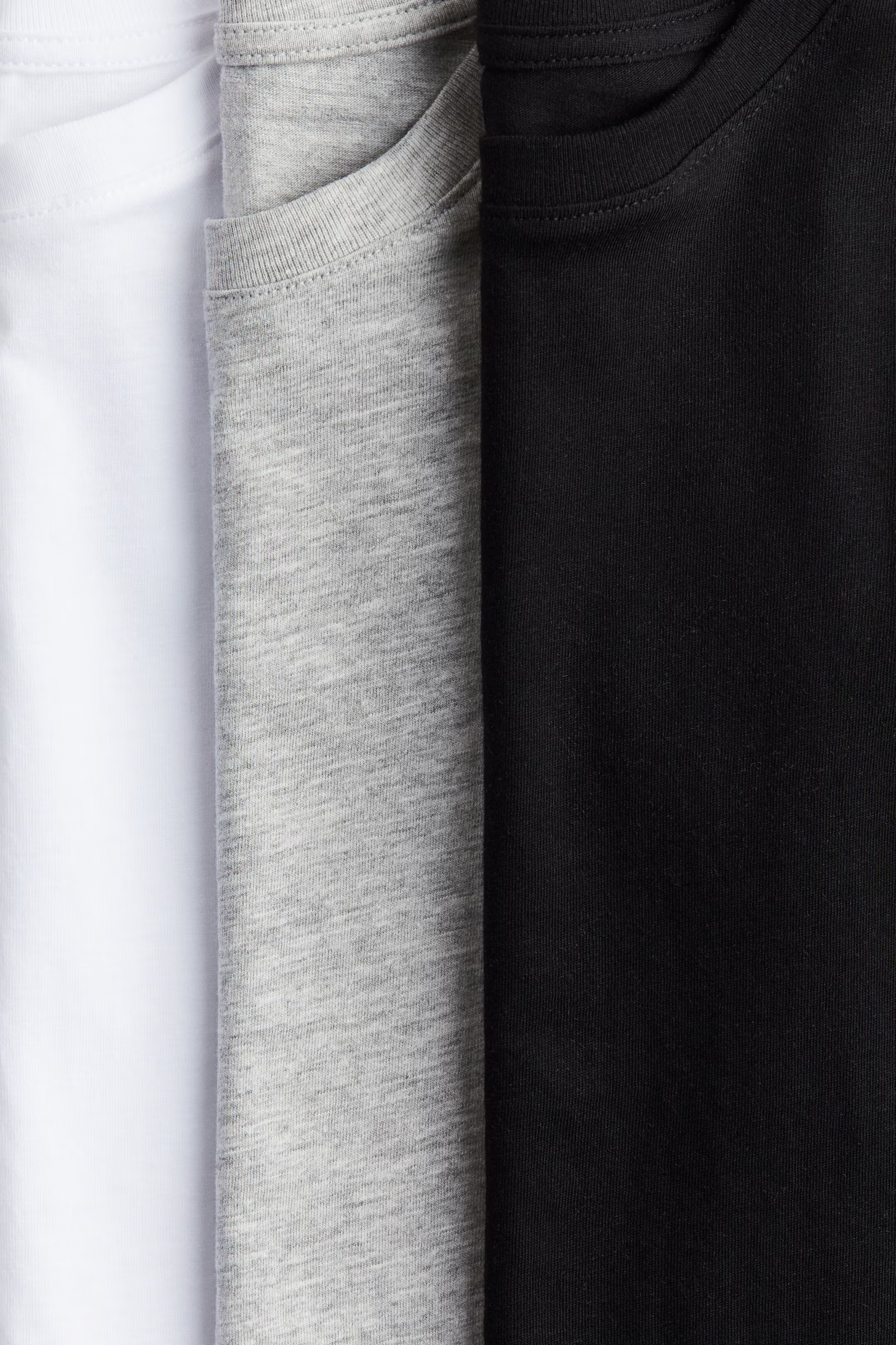 3-pack Long-sleeved T-shirts - Black/white/gray melange - Kids | H&M US | H&M (US + CA)