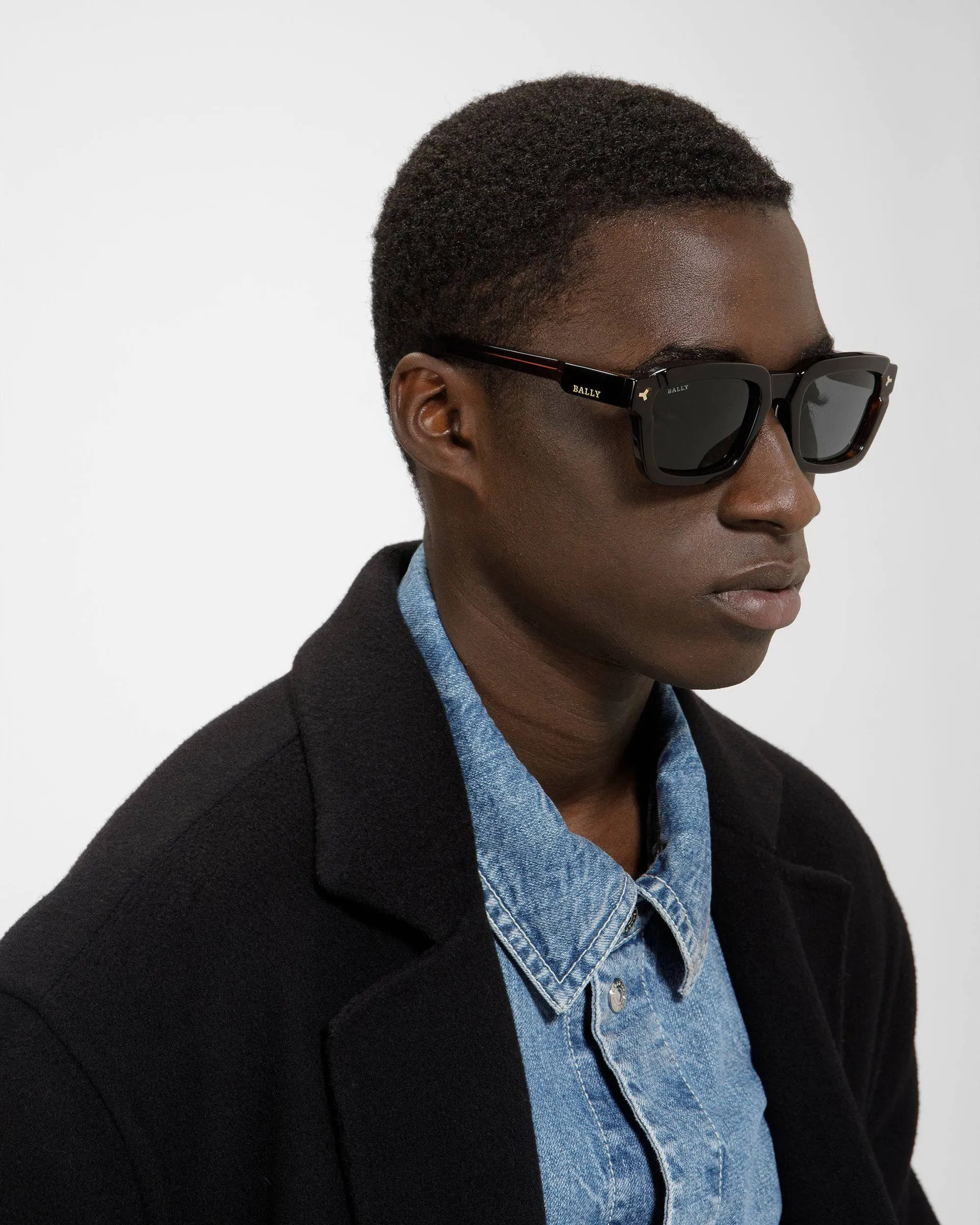 Nicholas Rectangular Full Rim Sunglasses In Tortoiseshell Plastic | Bally