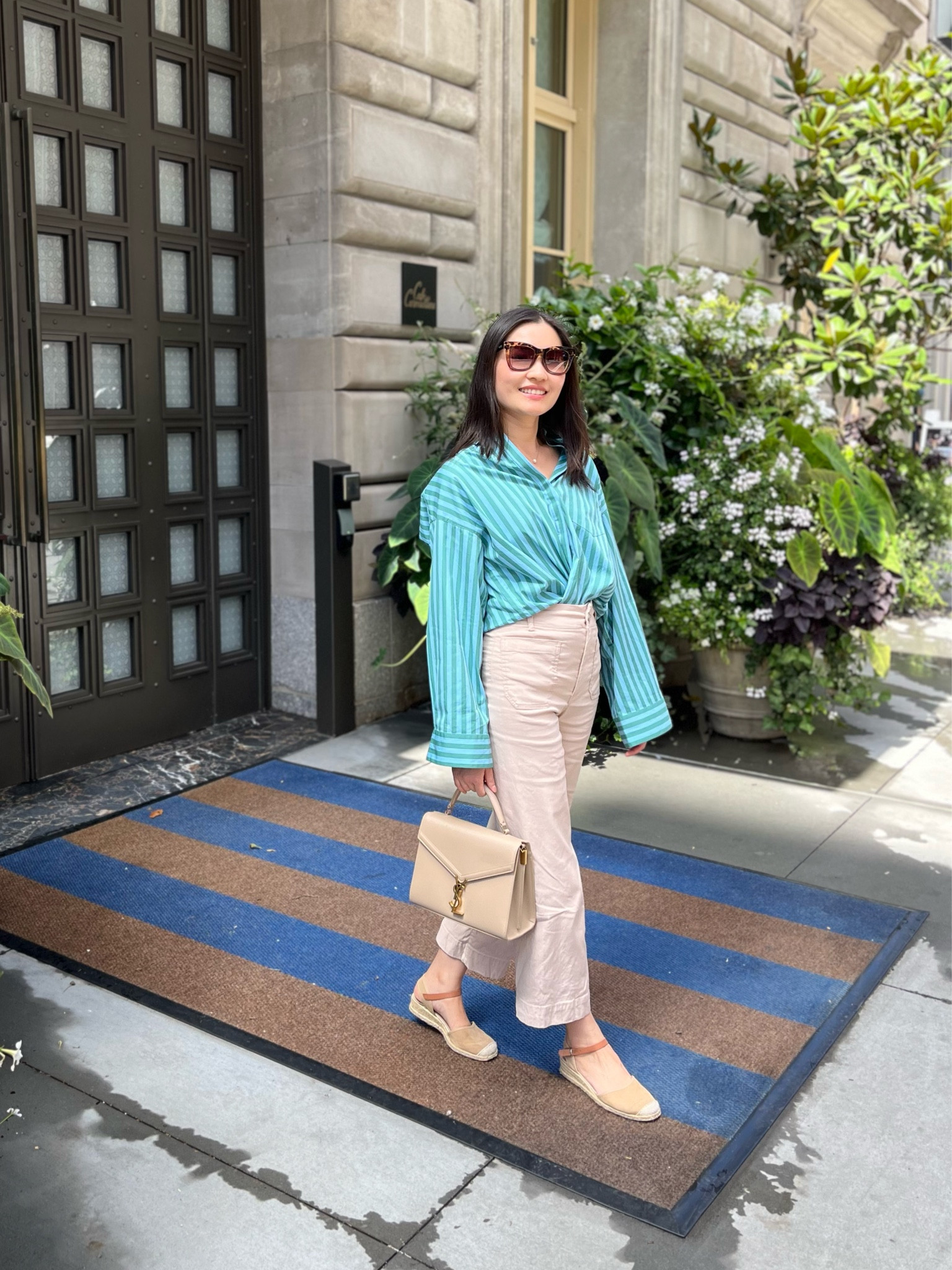 Oversized high-quality cotton button down (XS). Size down bc it runs BIG. Pants - wearing size 25 and has good stretch. 

#LTKFindsUnder100 #LTKxMadewell #LTKWorkwear