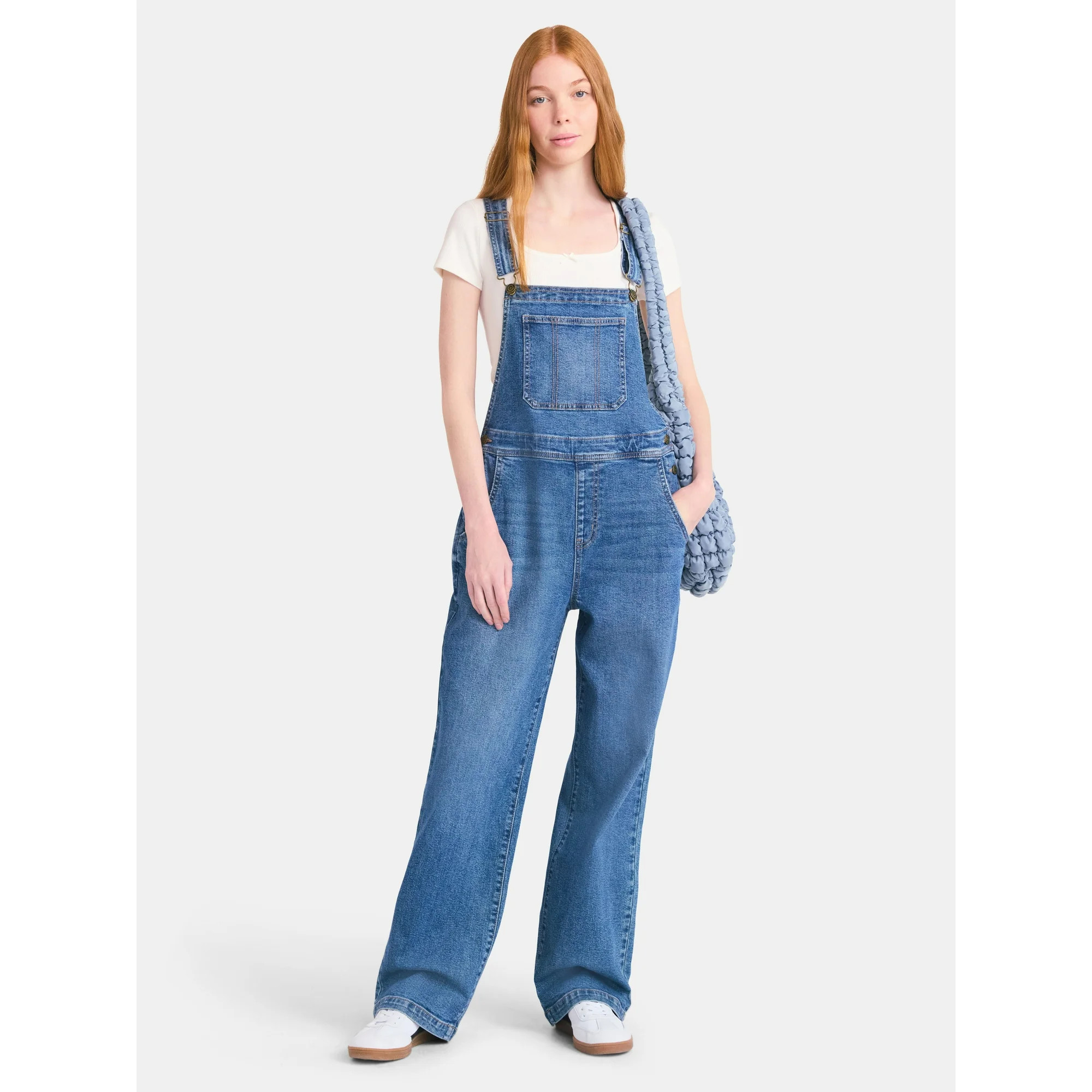 No Boundaries Relaxed Denim Overalls, 31'' Inseam, Women's | Walmart (US)