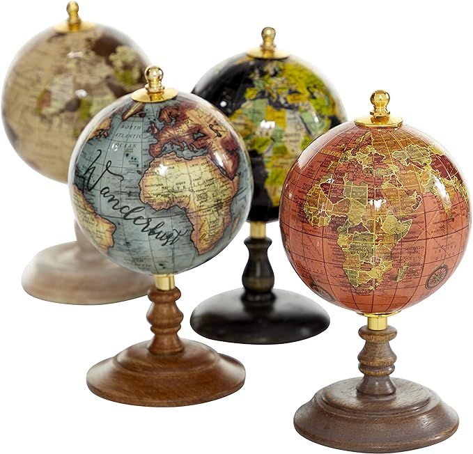 Deco 79 Metal Small Globe, Set of 4 4"W, 7"H, Multi Colored | Amazon (US)