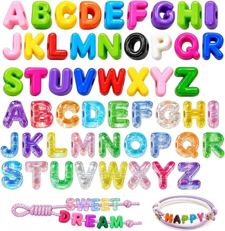 NAFJYR 52 Pcs Large Acrylic Letter Beads, Bubble Alphabet Bead for Paracord | Amazon (US)