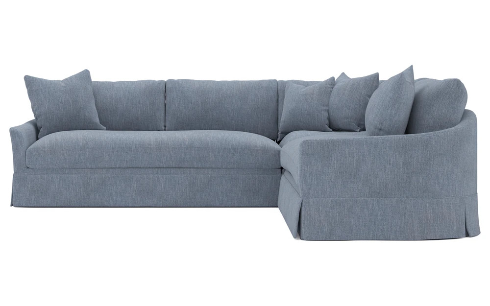 Hartwell Nantucket Blue Performance Corner Sectional - 118" | Kathy Kuo Home