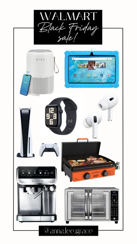 Walmart Black Friday deals!! 

Items include an air purifier, a tablet, an Apple Watch, a pair of cordless headphones, a black stone grill, a play station, an air fryer, a coffee machine 

#LTKGiftGuide #LTKSeasonal #LTKHoliday