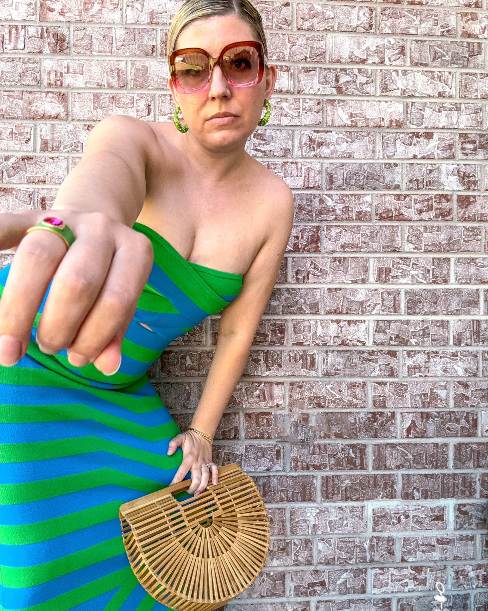 Look 8 - Main Street Muse 🎡 
A curated capsule series

💚 💙 
This dress instantly caught my eye with its bold wavy stripes and fun fit- so playful & unapologetically fun. The vibe is very Y2K, so I leaned into that energy when styling: a little retro, a little edgy, and very cool. The perfect look for a date night or a night out with friends—l - confident, effortless, and unique.

✨ Want to wear it yourself?
This exact dress is available to rent right now! Use my discount link here: https://share.nuuly.com/kat42828

🌻 About this capsule:
My capsule collections are themed two-week style journeys where I explore fashion through a focused lens. Main Street Muse is about holding onto every last moment of summer while embracing the first hints of fall. It’s romantic, nostalgic, and playful - full of color, vintage-inspired motifs, and a little bit of kitsch. It’s small-town Americana meets the magic of seasonal change.

Dress - The Wolf Gang (rentable - see link below for a discount!)
Earrings - Lele Sadoughi 
Sunglasses - Francesca’s 
Ring & Bracelet - Rocksbox 
Bag - Cult Gaia (linked)
Shoes - Dillards, Alex Marie

#MainStreetMuse #CapsuleCollection #ColorfulStyle #Y2KStyle #CoolGirlStyle #NightOutLook #PlayfulFashion #DateNightOutfit #BoldStyle #StatementDress #EclecticStyle #VintageInspired #TransitionalDressing #RentTheLook #LTKfashion #LTKstyle #FashionStorytelling

#LTKSaleAlert #LTKSeasonal #LTKItBag