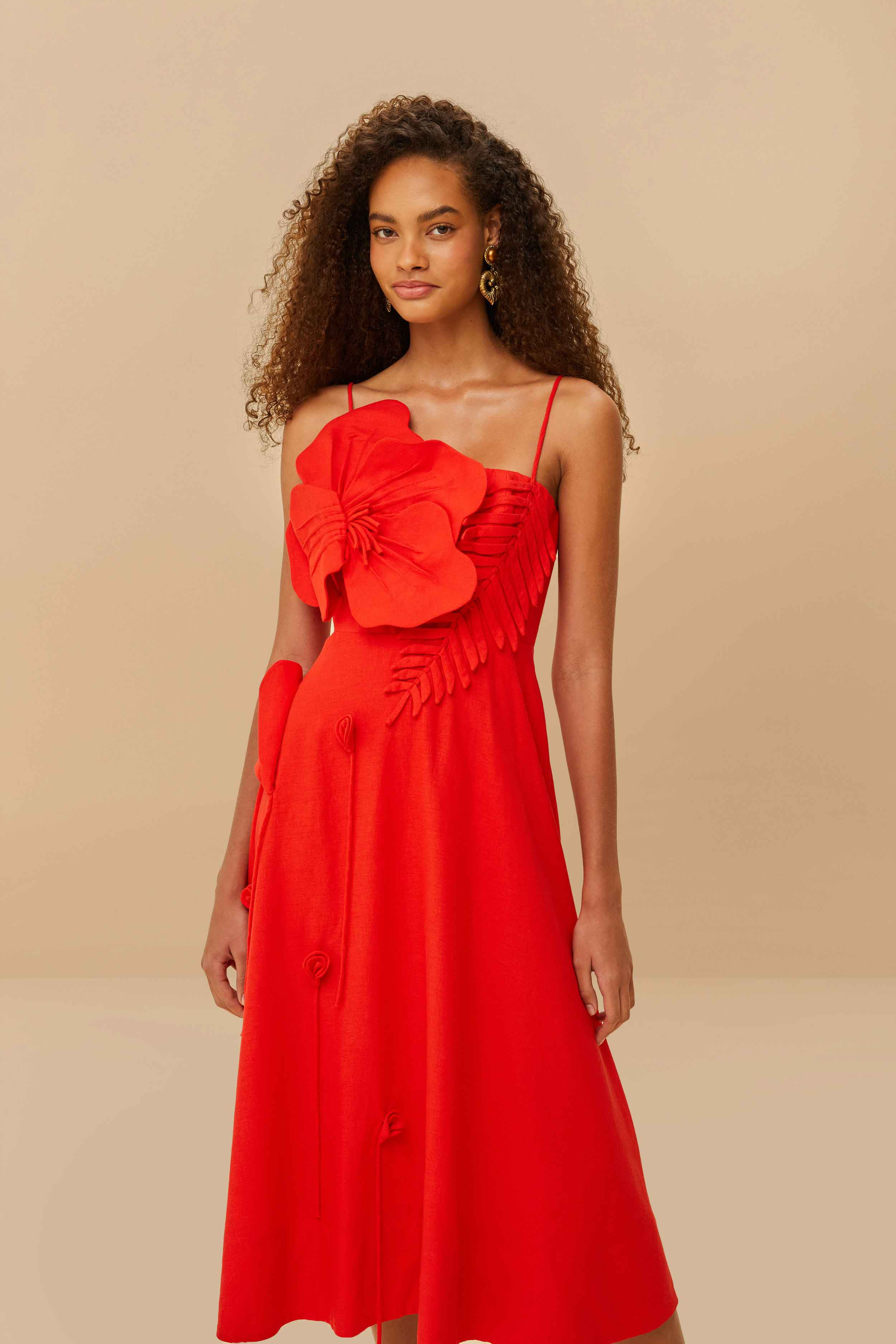 Red Garden Lenzing™ Ecovero™ Euroflax™ Midi Dress | FarmRio (US)