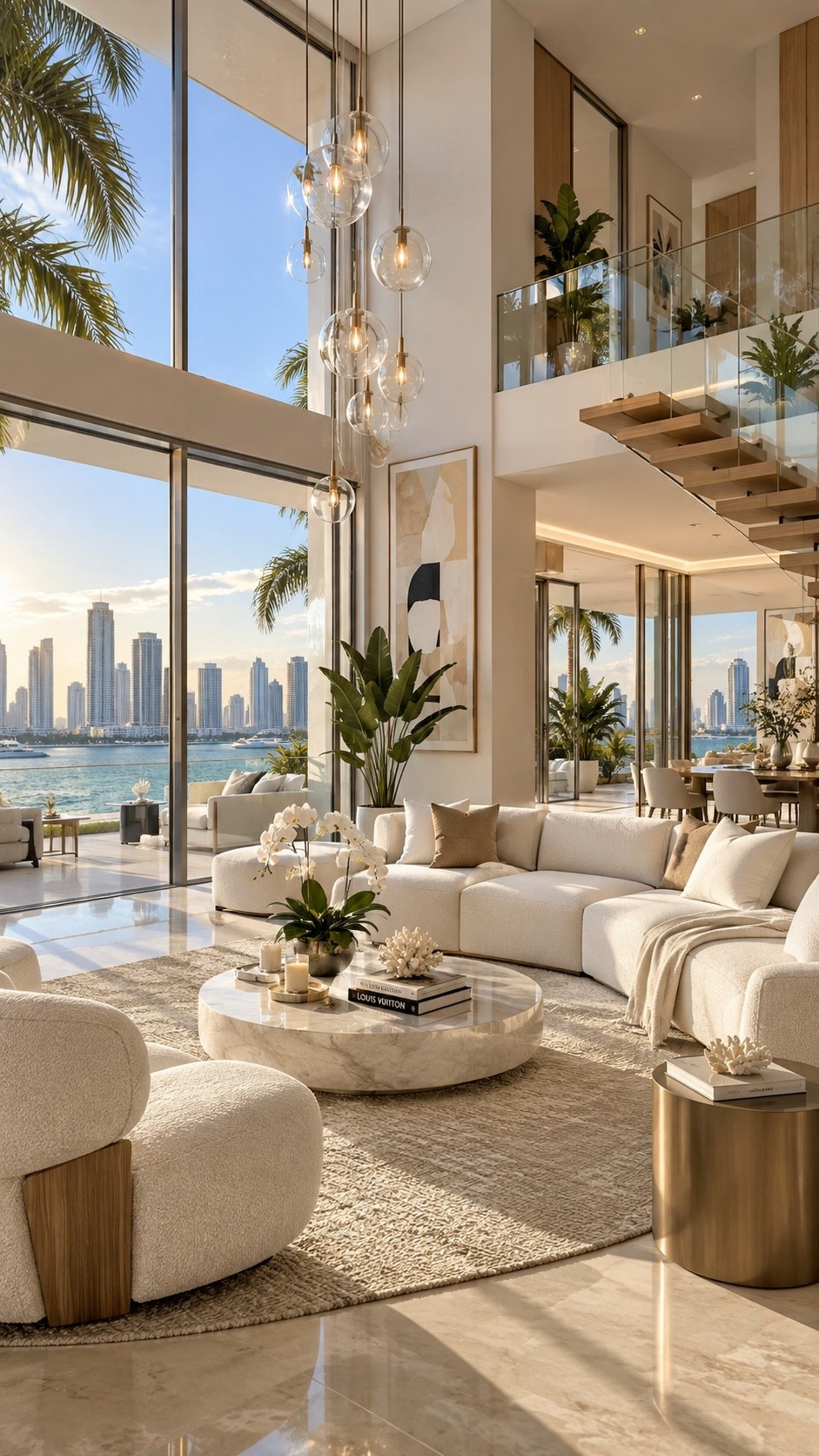 Shop This Room ✨ Bright Miami-inspired luxury with creamy neutrals, soft textures, sculptural furniture and a stunning waterfront view. Shop similar furniture and decor through my LTK link below.

#MiamiInterior #MiamiHome #LivingRoomDecor #LivingRoomIdeas #LuxuryLivingRoom #ModernLivingRoom #NeutralInteriors #LuxuryInteriors #QuietLuxury #ModernHome #HomeDecor #InteriorInspo #DesignerHome #LTKHome #LTKFinds