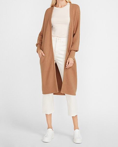 Fine Ribbed Long Cardigan | Express