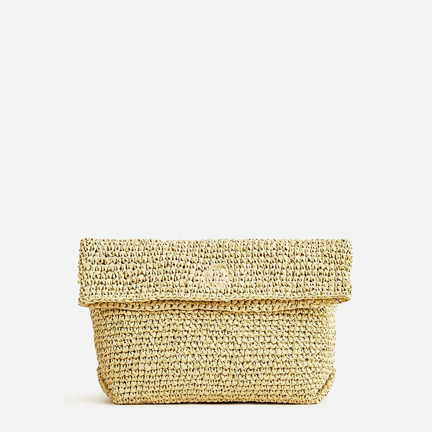 Raffia foldover clutch bag | J. Crew US