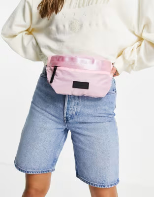 Consigned zip top tape trimmed bum bag in pink | ASOS (Global)