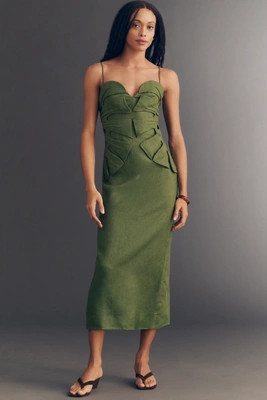 Farm Rio Linen Monstera Leaf Midi Dress | Anthropologie (US)