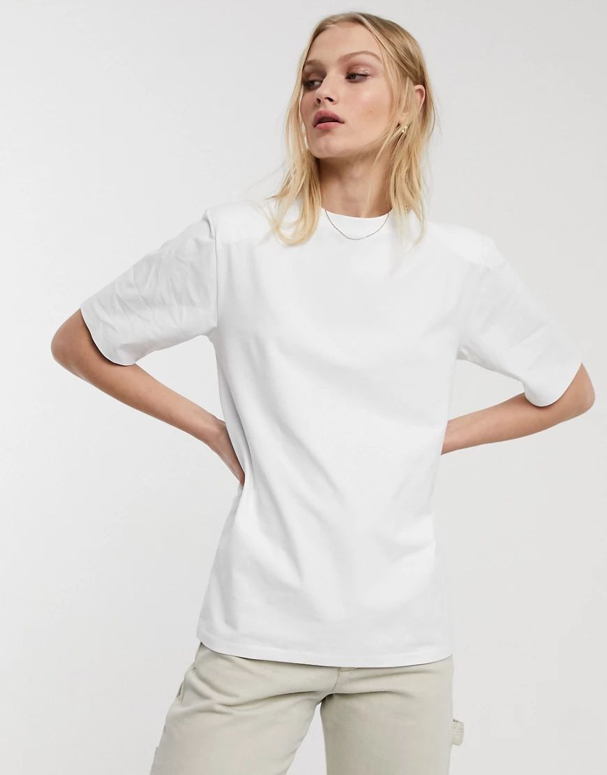 ASOS WHITE - T-shirt met schoudervullingen-Wit | ASOS (Global)