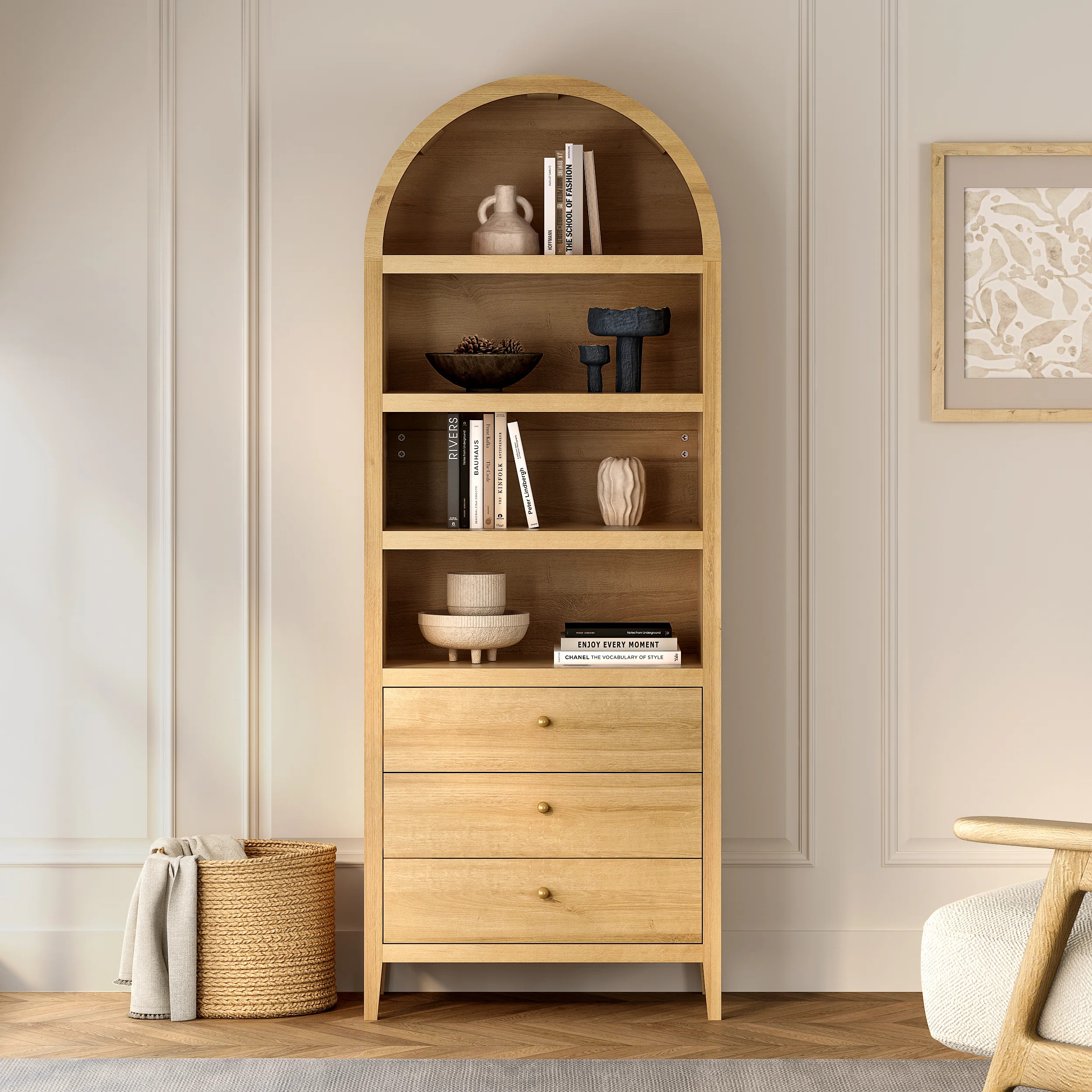 Bookcase Storage Display Cabinet With 3 Drawers And Shelves | Wayfair North America