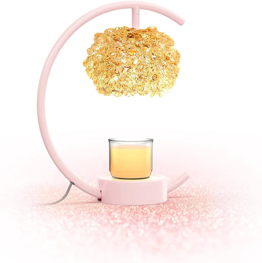 Pink Candle Warmer Lamp for Jar Candles with Adjustable Brightness＆Timer，Handcrafted Crystal... | Amazon (US)