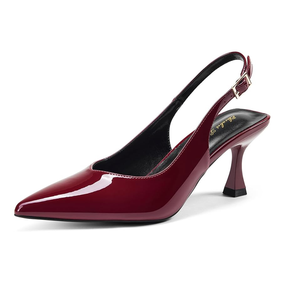 Elisabet Tang Women's Kitten Heel Slingback Low Pumps 3 Inches Stiletto Pointed Closed Toe Elegan... | Amazon (US)