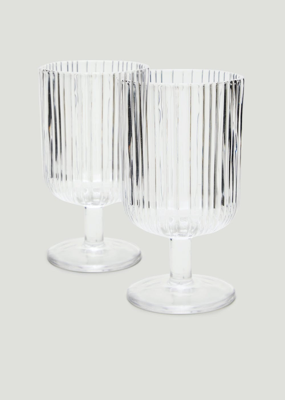 2 Pack Clear Ribbed Wine Glasses (14cm x 8cm) – Clear | Matalan (UK)
