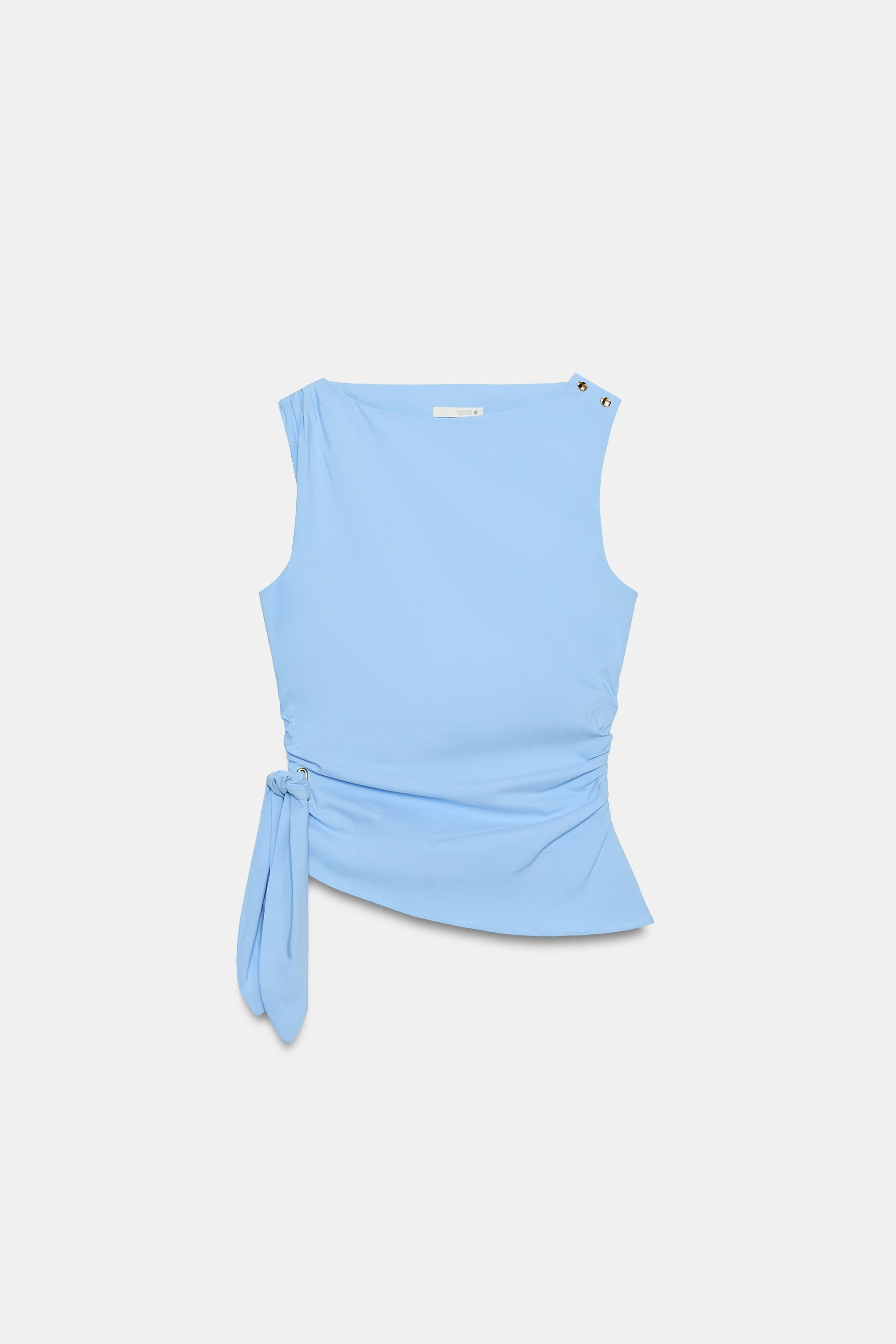 POPLIN TOP WITH KNOTTED DETAIL | Zara US
