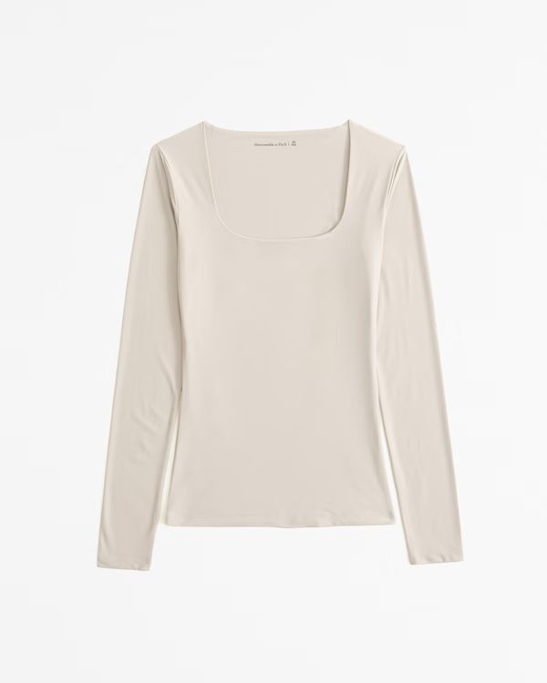 Soft Matte Seamless Long-Sleeve Tuckable Squareneck Top | Abercrombie & Fitch (US)