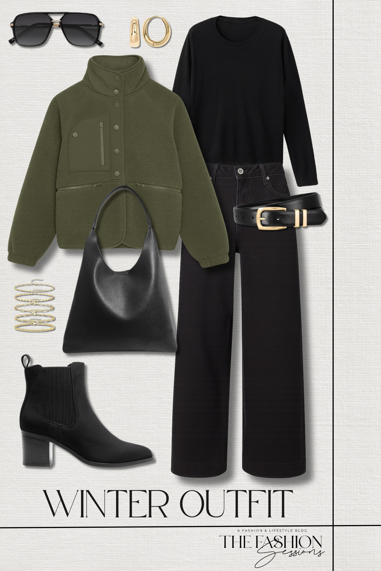 Layer up in style with this cozy winter outfit inspo featuring all affordable Amazon pieces!
fleece jacket | high rise wide leg jeans | fine knit sweater | ankle boots | leather shopper bag | aviator sunglasses | gold earrings | gold bracelet stack | winter outfit | outfit of the day | casual outfit | weekend outfit | shopping outfit | budget-friendly outfit | elevated casual 

 #LTKootd #LTKOver40 #LTKFindsUnder50