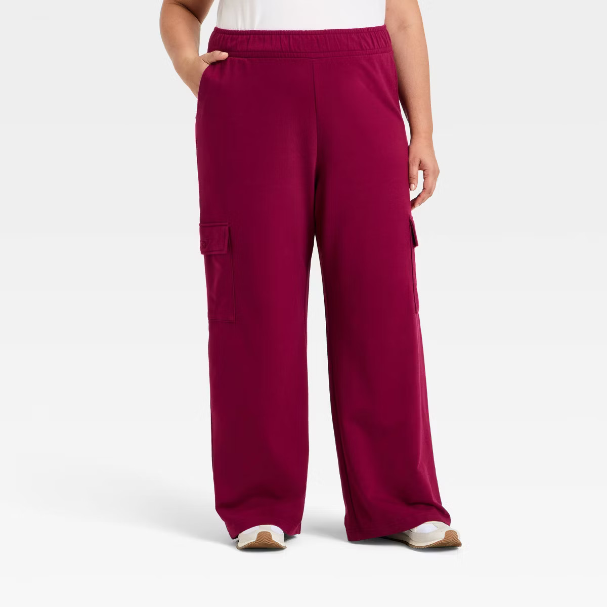 Women's High-Rise Straight Leg French Terry Cargo Sweatpants - Ava & Viv™ | Target