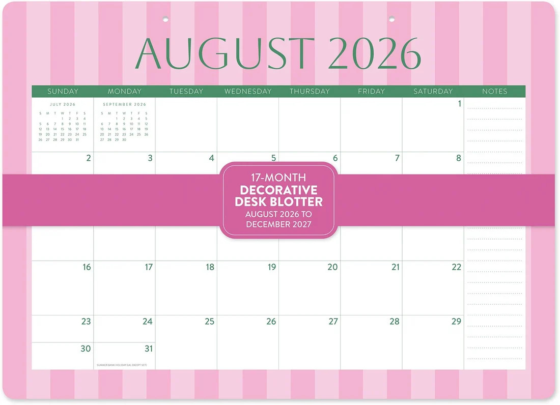 2026-2027 Cabana Stripes Decorative 17-Month Desk Blotter | Barnes & Noble