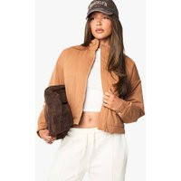 Womens Funnel Neck Bomber Jacket - Beige - 10 | boohoo (US & Canada)
