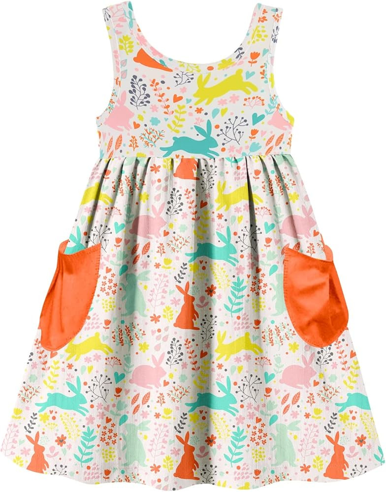 Vieille Little Girls Sleeveless Dress Cute Summer Sundress with Pocket 2-7 Years | Amazon (US)
