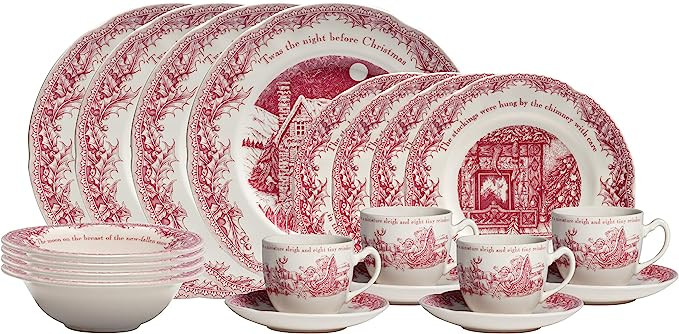 Johnson Brothers Twas the Night Dinner Pink/Ivory 20 Piece Set | Amazon (US)
