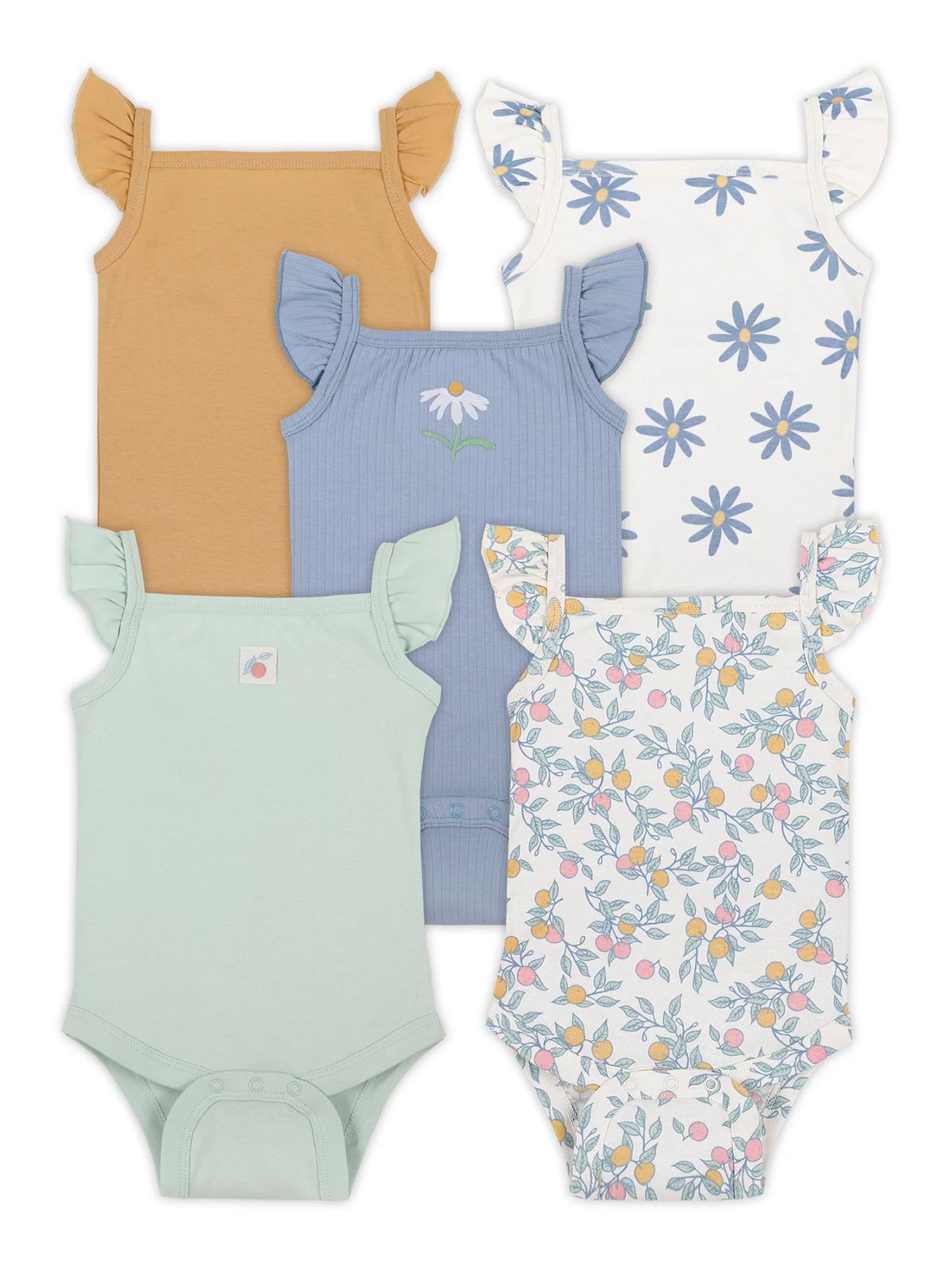 Little Star Organic Baby Girls 5Pk Sleeveless Bodysuits, Size Newborn-24 Months | Walmart (US)