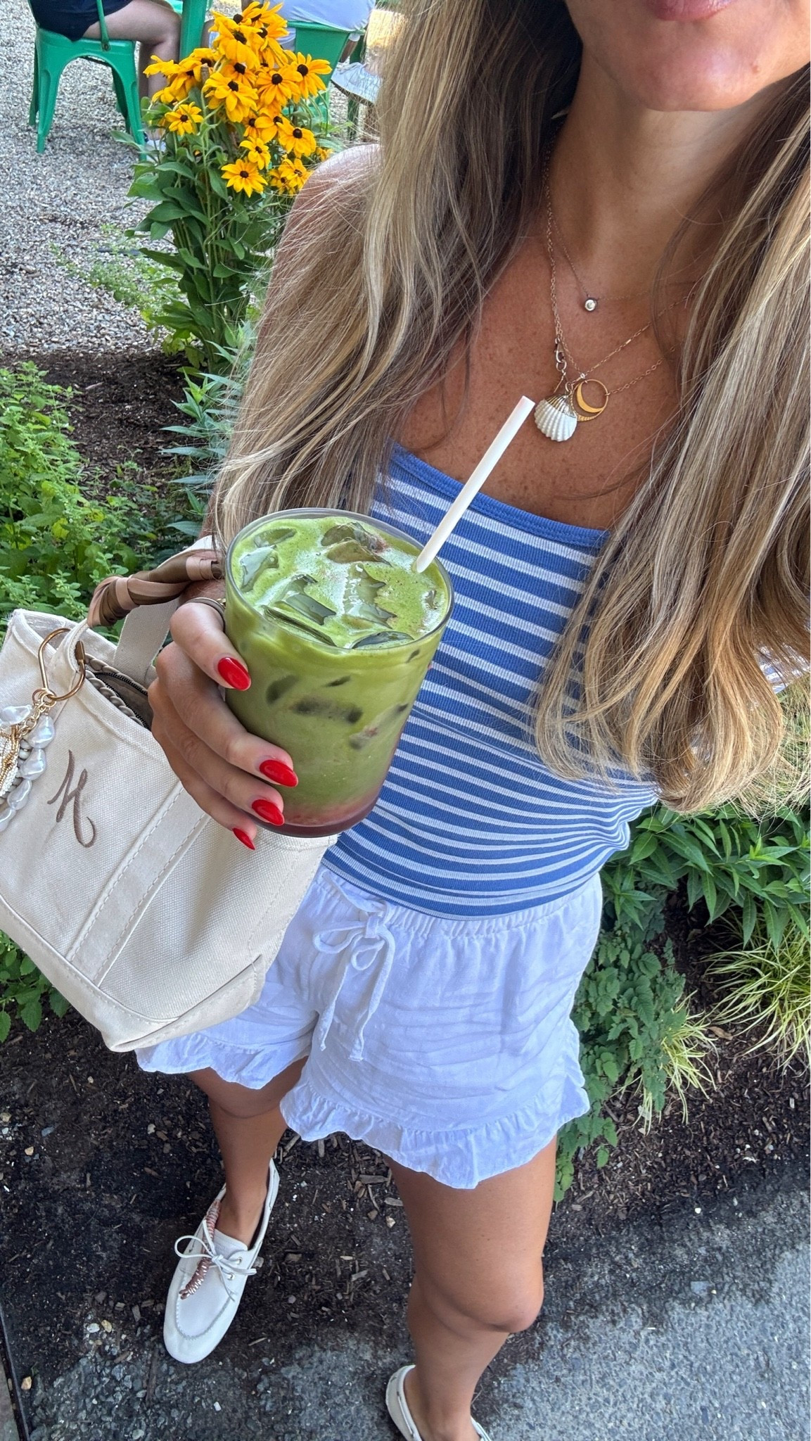 Nantucket OOTD 💙 $5 Walmart tank + @abercrombie ruffle shorts ON SALE! 

Wearing small in both 

Travel fit, vacation ootd, travel ootd, Americana summer, east coast summer, linen shorts

#LTKootd #LTKTravel #LTKSeasonal
