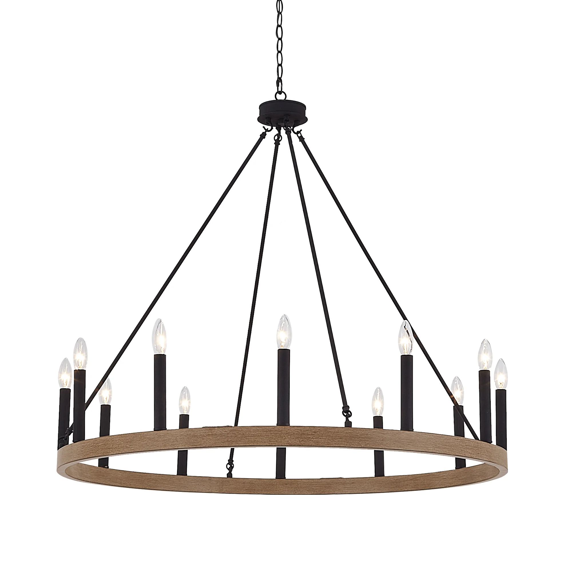 Finchley 12 - Light Dimmable Wagon Wheel Chandelier | Wayfair North America