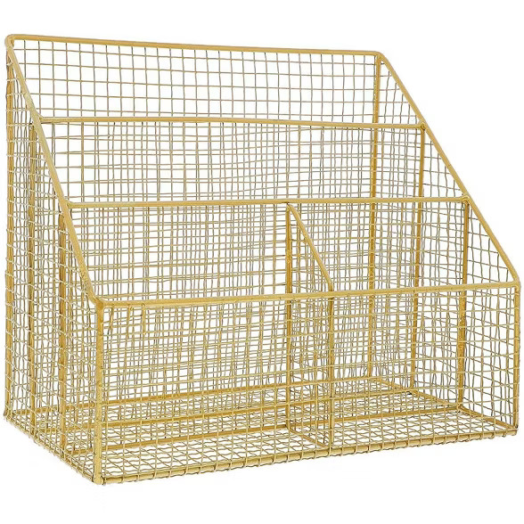 Gold Desk File Organizer for Letters, Mail, and Accessories, 11.5 X 7 X 10 inches | Target